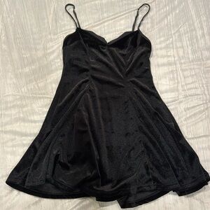 Black Velvet Spaghetti Strap Dress
